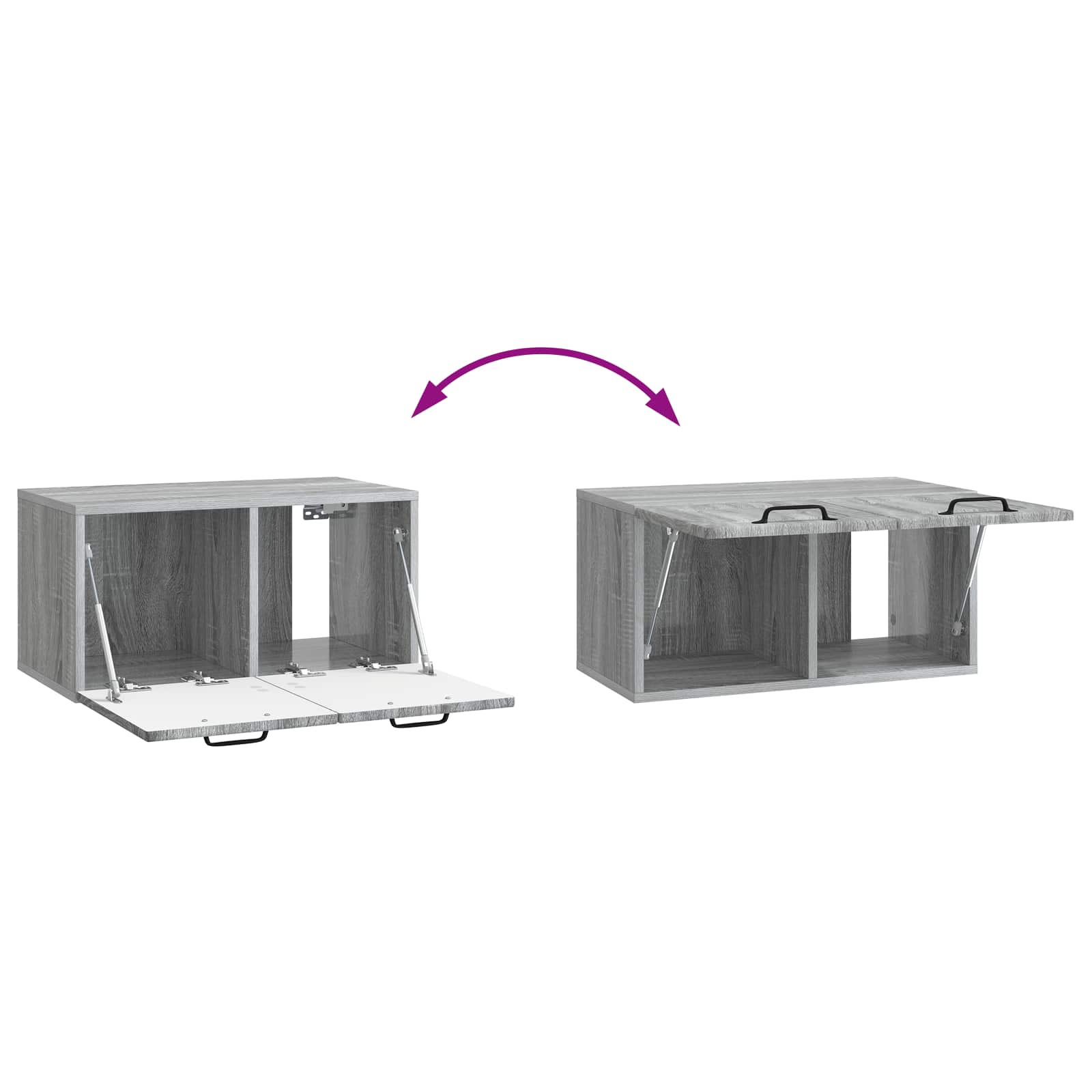 Wandbeugel TV-kast Grijs sonoma 59,5 x 31 x 30 cm Bewerkt hout