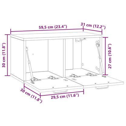 Wandbeugel TV-kast Grijs sonoma 59,5 x 31 x 30 cm Bewerkt hout
