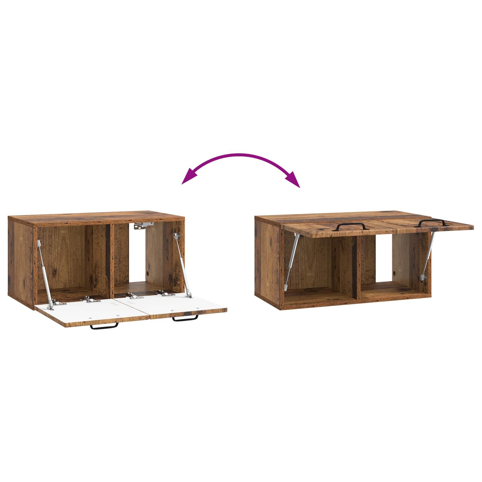 Wandbeugel TV-kast Oud hout 59,5 x 31 x 30 cm Bewerkt hout