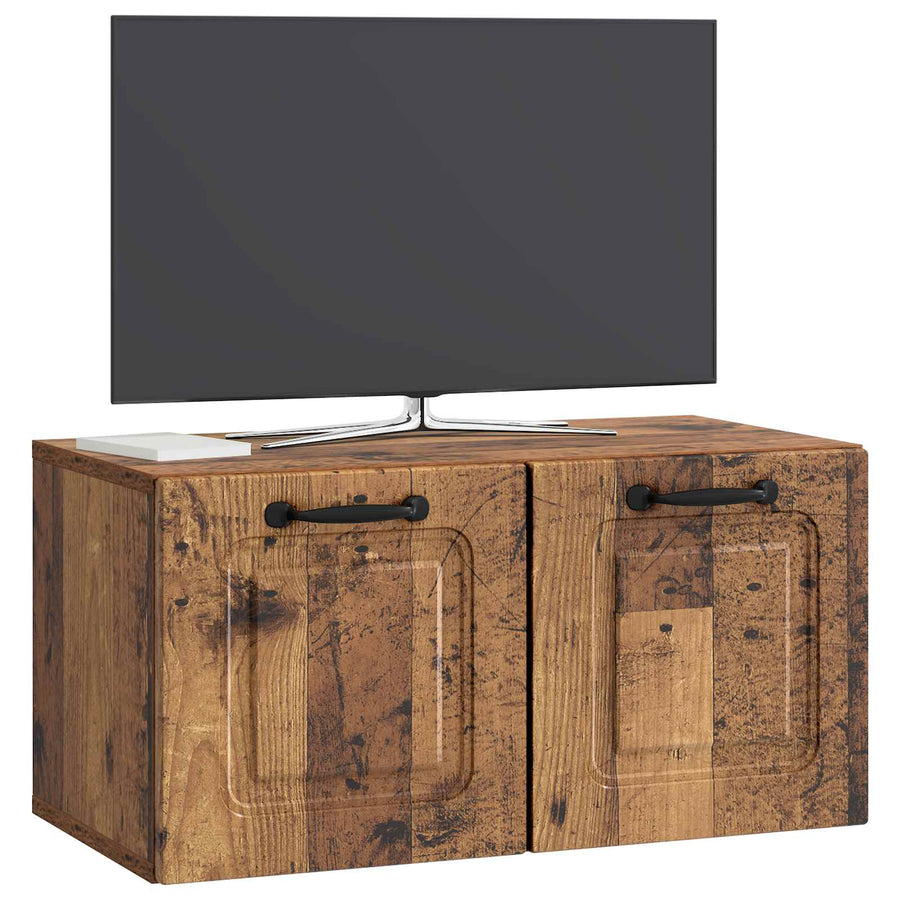 Wandbeugel TV-kast Oud hout 59,5 x 31 x 30 cm Bewerkt hout