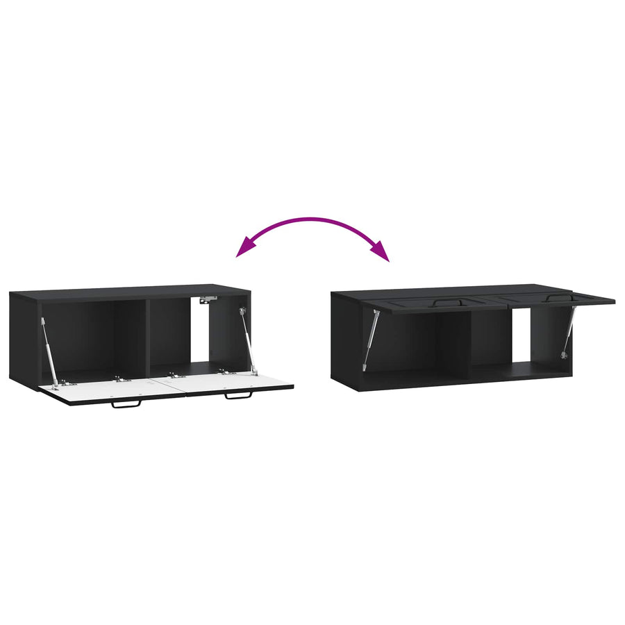 Wandbeugel TV-kast Zwart 78,5 x 31 x 30 cm Bewerkt hout