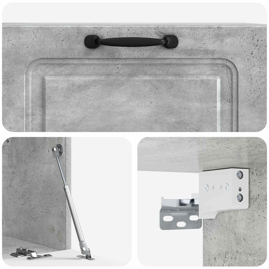 Wandbeugel TV-kast Betongrijs 78,5 x 31 x 30 cm Bewerkt hout