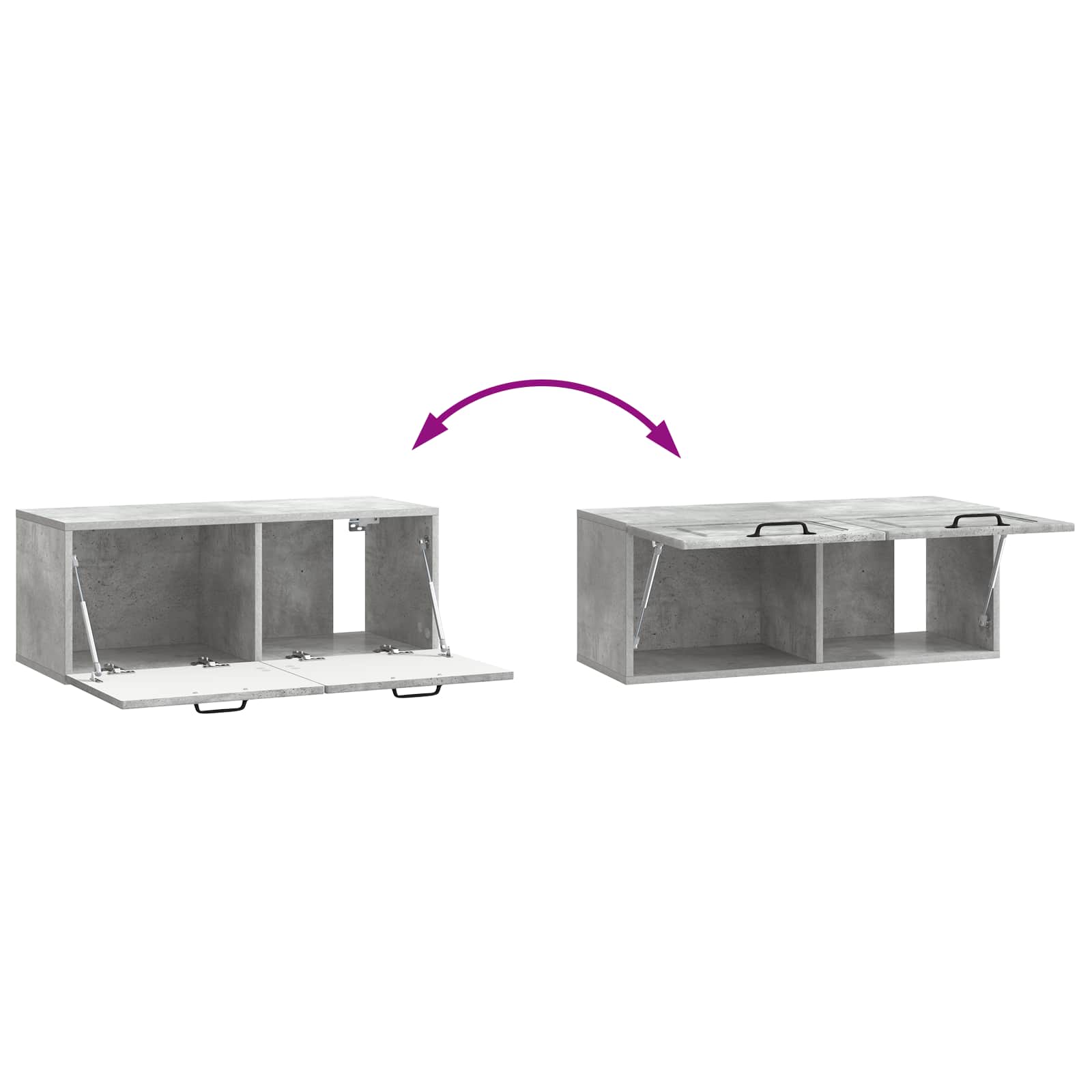 Wandbeugel TV-kast Betongrijs 78,5 x 31 x 30 cm Bewerkt hout