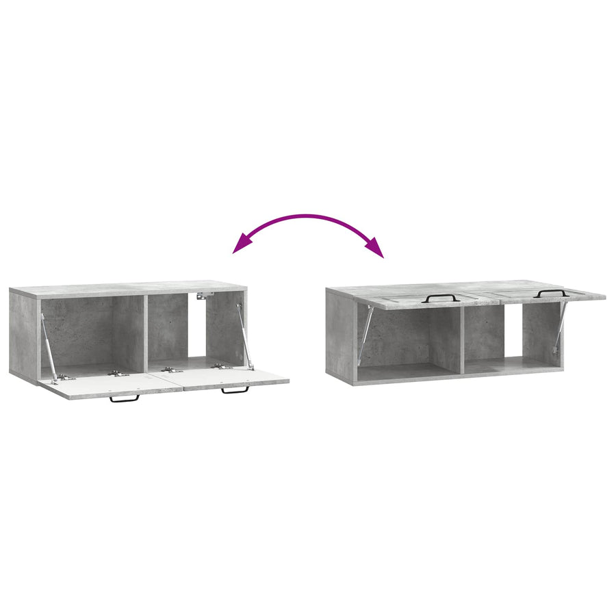 Wandbeugel TV-kast Betongrijs 78,5 x 31 x 30 cm Bewerkt hout