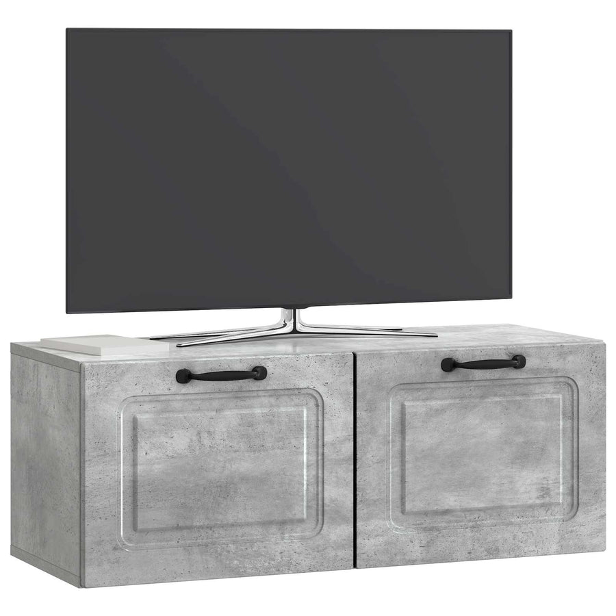 Wandbeugel TV-kast Betongrijs 78,5 x 31 x 30 cm Bewerkt hout