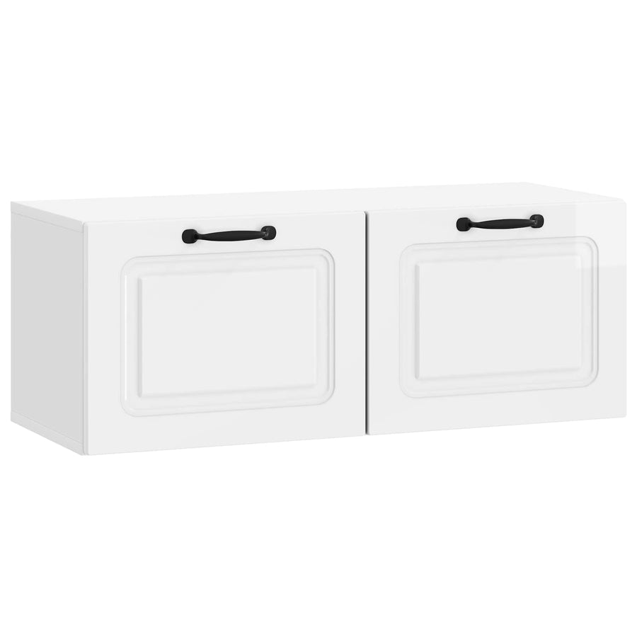 Wandbeugel TV-kast Hoogglans Wit 78,5 x 31 x 30 cm Bewerkt hout