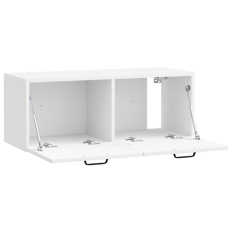 Wandbeugel TV-kast Hoogglans Wit 78,5 x 31 x 30 cm Bewerkt hout