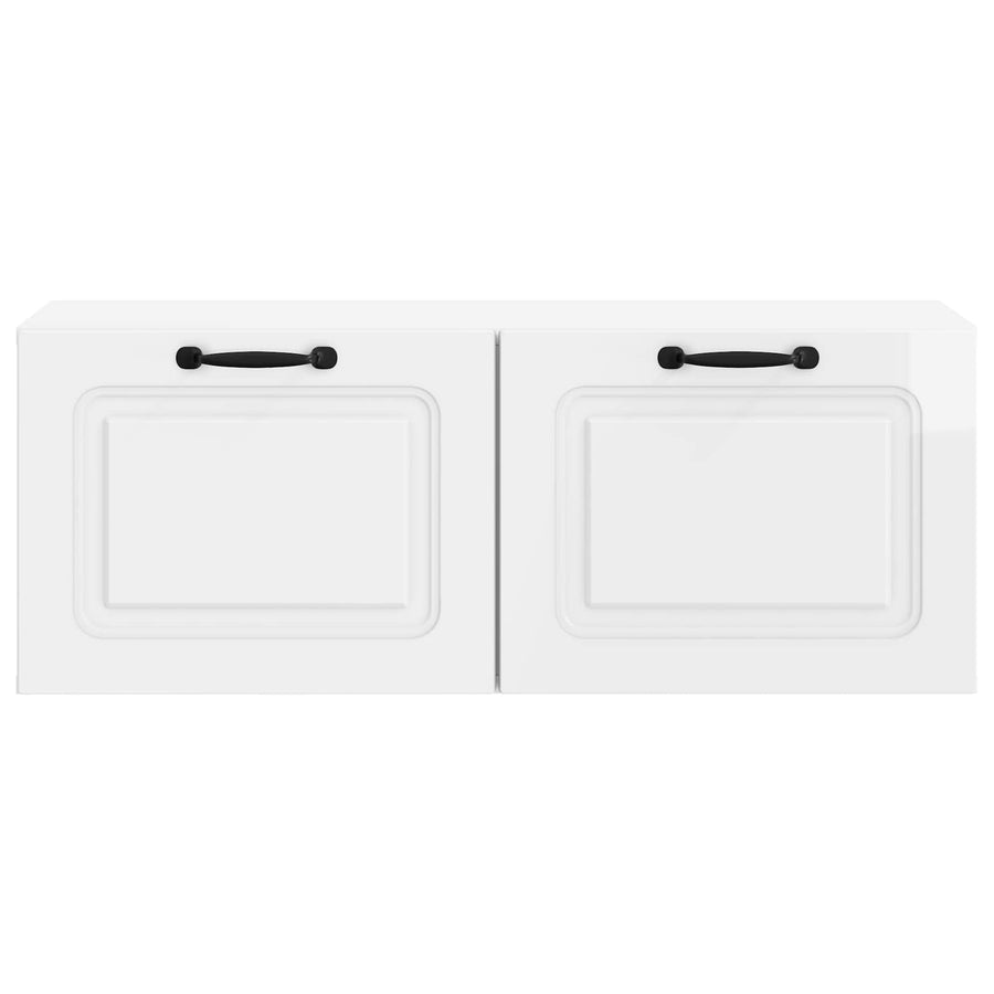Wandbeugel TV-kast Hoogglans Wit 78,5 x 31 x 30 cm Bewerkt hout