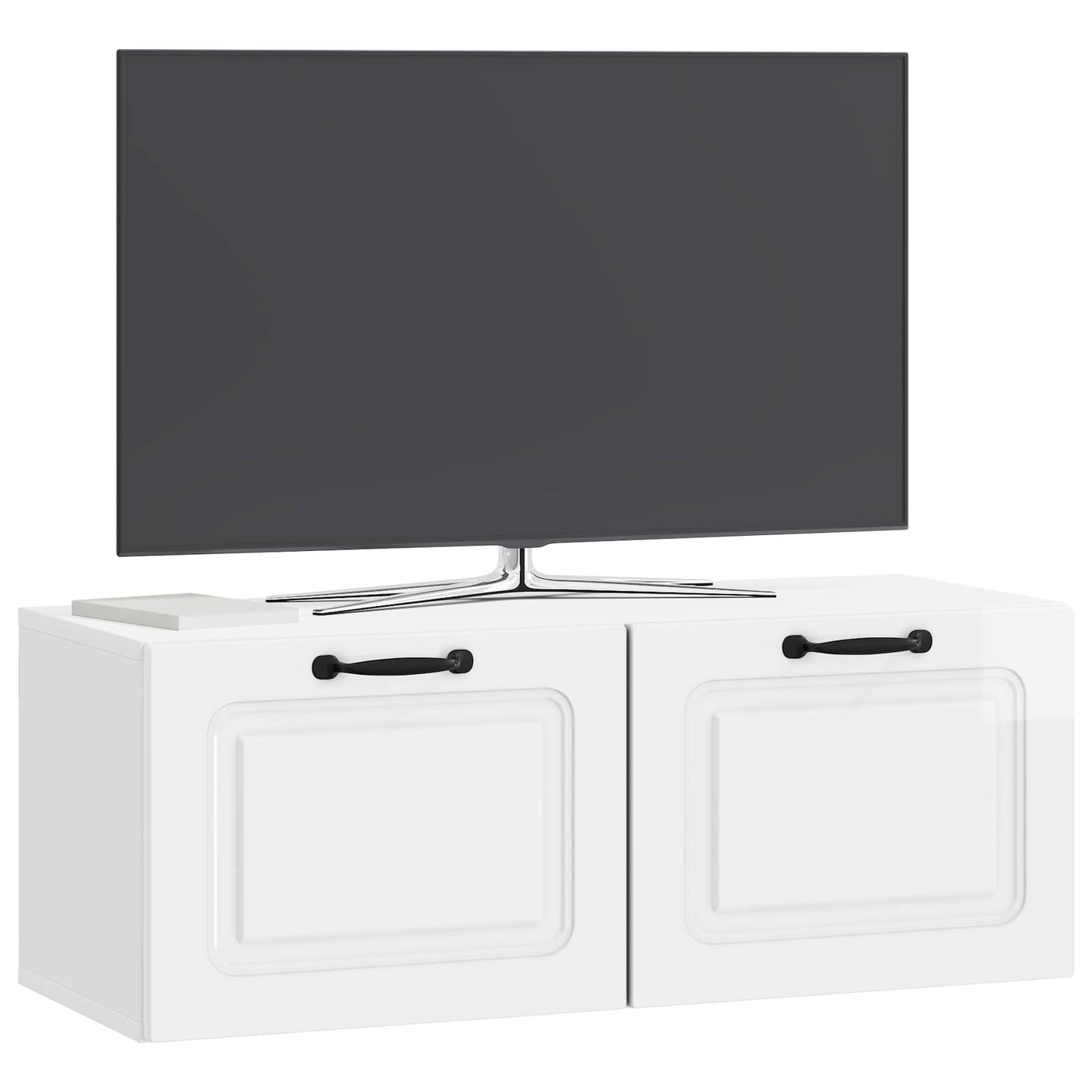 Wandbeugel TV-kast Hoogglans Wit 78,5 x 31 x 30 cm Bewerkt hout