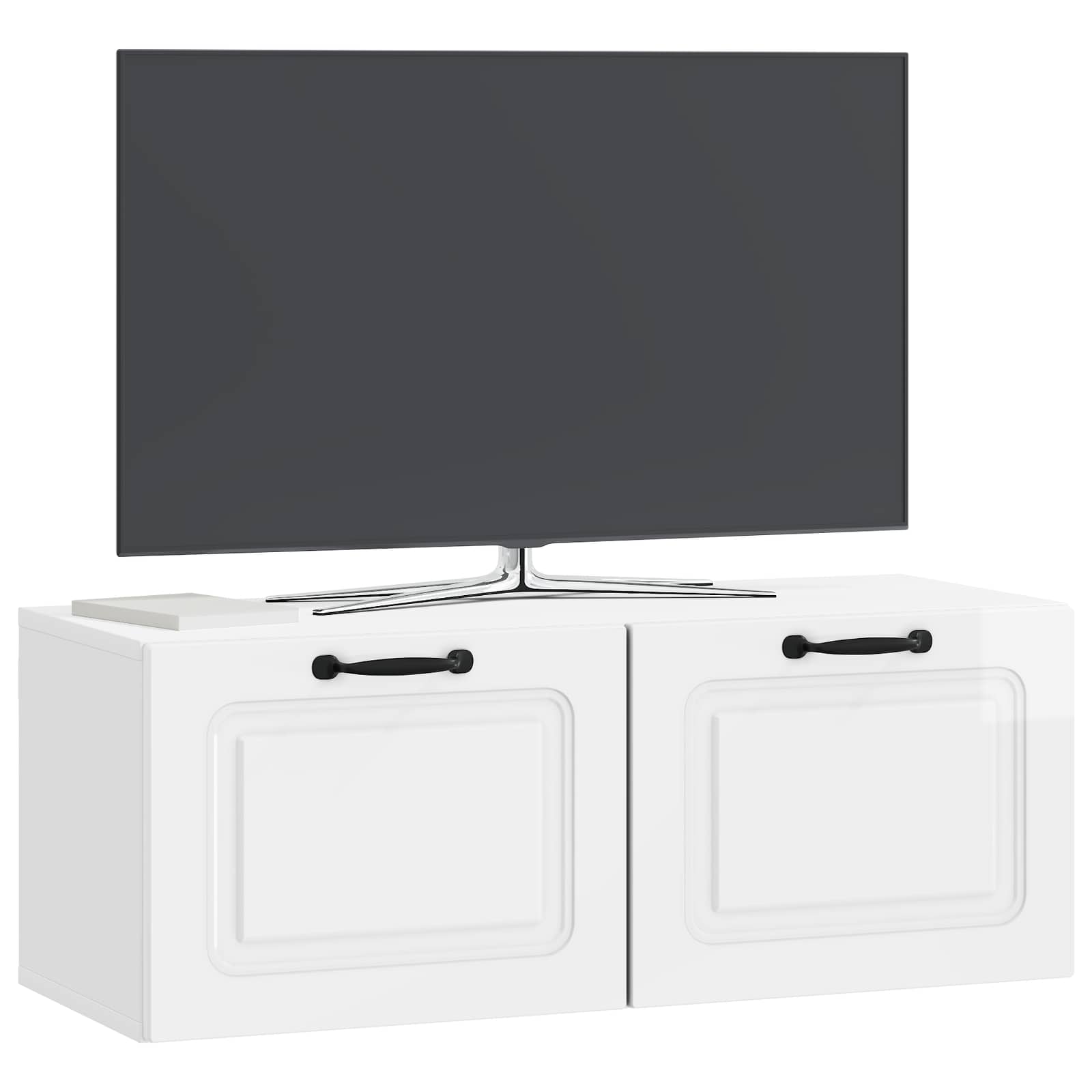 Wandbeugel TV-kast Hoogglans Wit 78,5 x 31 x 30 cm Bewerkt hout