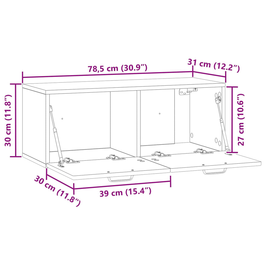 Wandbeugel TV-kast Hoogglans Wit 78,5 x 31 x 30 cm Bewerkt hout