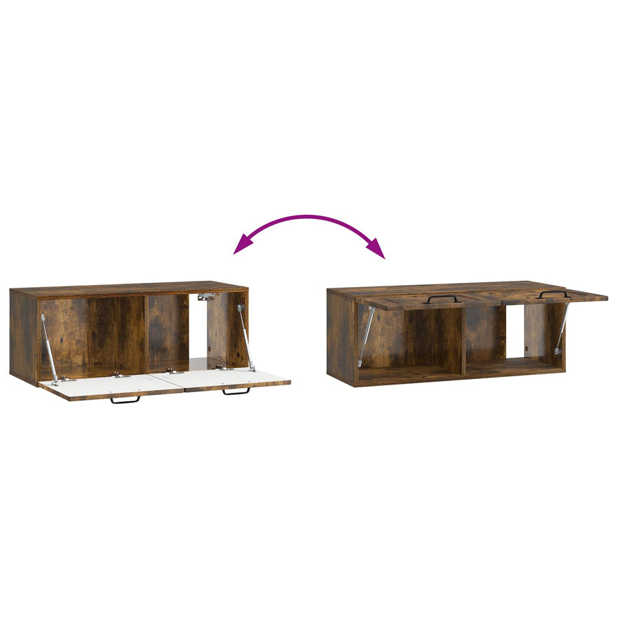 Wandbeugel TV-kast Gerookt eiken 78,5 x 31 x 30 cm Bewerkt hout