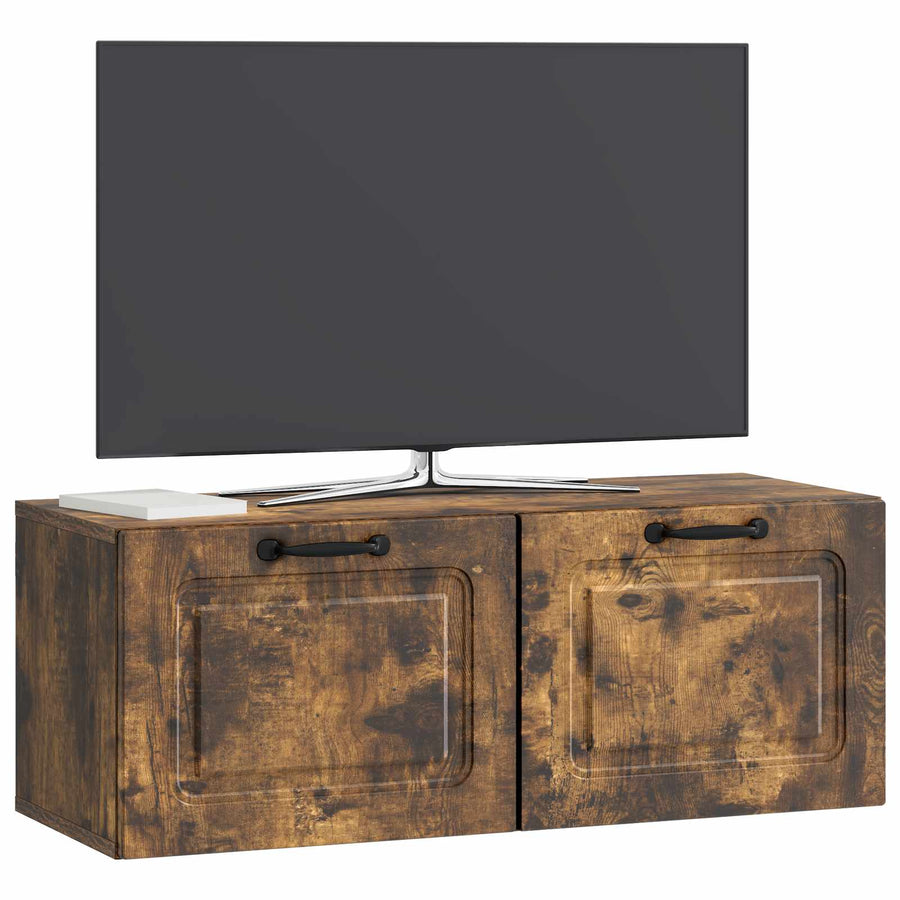 Wandbeugel TV-kast Gerookt eiken 78,5 x 31 x 30 cm Bewerkt hout