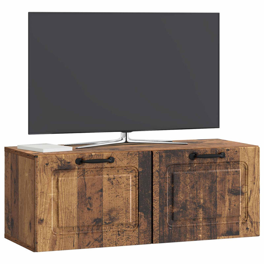 Wandbeugel TV-kast Oud hout 78,5 x 31 x 30 cm Bewerkt hout