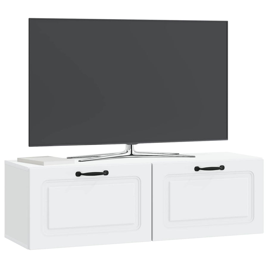 Wandbeugel TV-kast Wit 98 x 31 x 30 cm Bewerkt hout