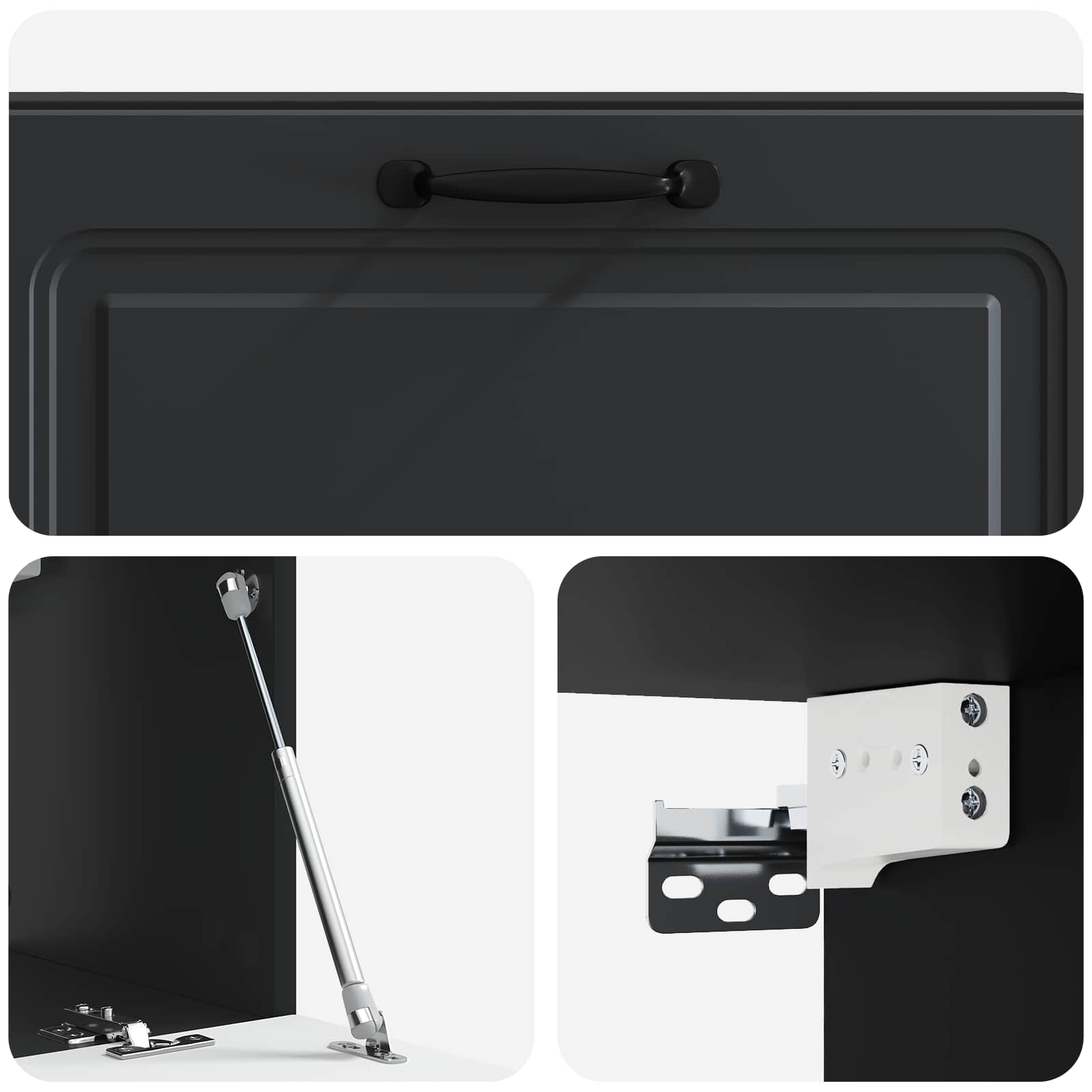 Wandbeugel TV-kast Zwart 98 x 31 x 30 cm Bewerkt hout