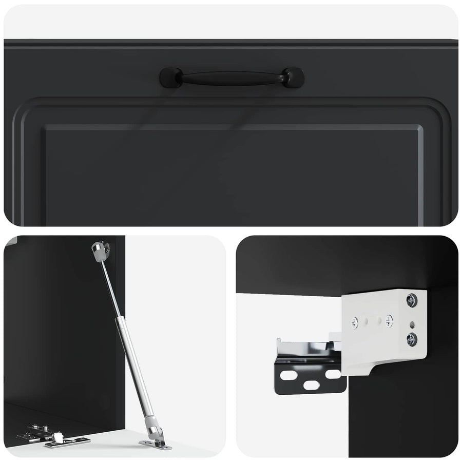Wandbeugel TV-kast Zwart 98 x 31 x 30 cm Bewerkt hout