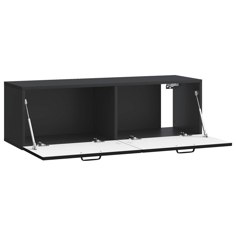 Wandbeugel TV-kast Zwart 98 x 31 x 30 cm Bewerkt hout