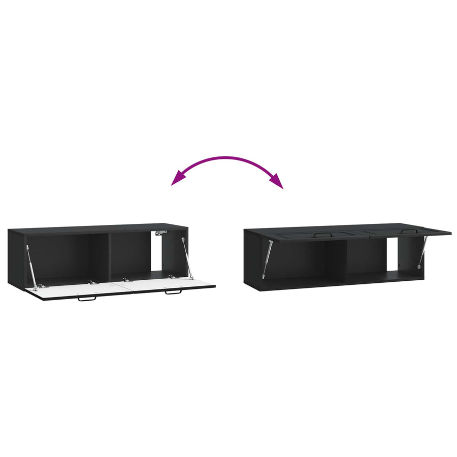 Wandbeugel TV-kast Zwart 98 x 31 x 30 cm Bewerkt hout