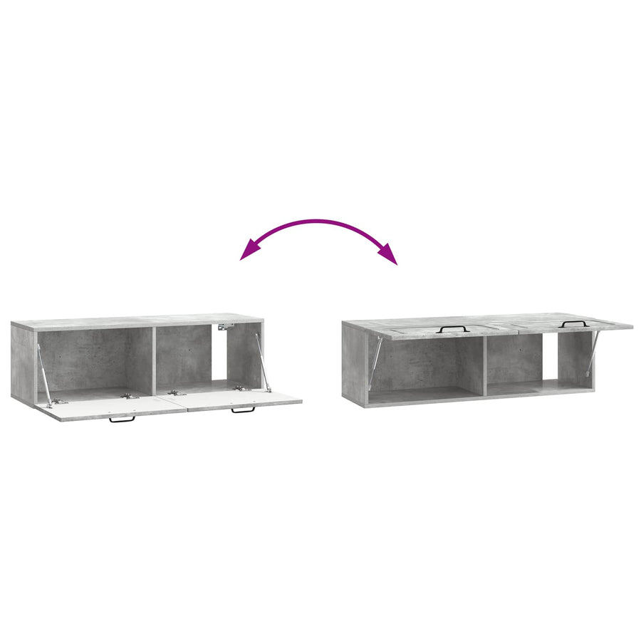 Wandbeugel TV-kast Betongrijs 98 x 31 x 30 cm Bewerkt hout
