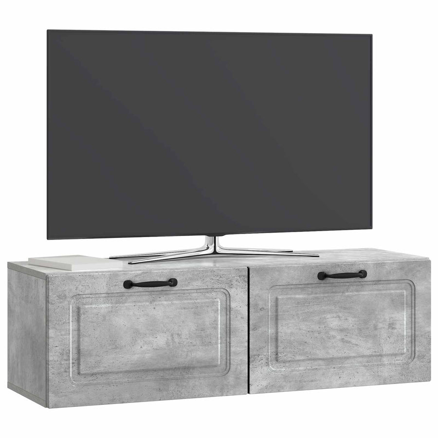 Wandbeugel TV-kast Betongrijs 98 x 31 x 30 cm Bewerkt hout