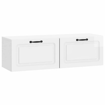 Wandbeugel TV-kast Hoogglans Wit 98 x 31 x 30 cm Bewerkt hout