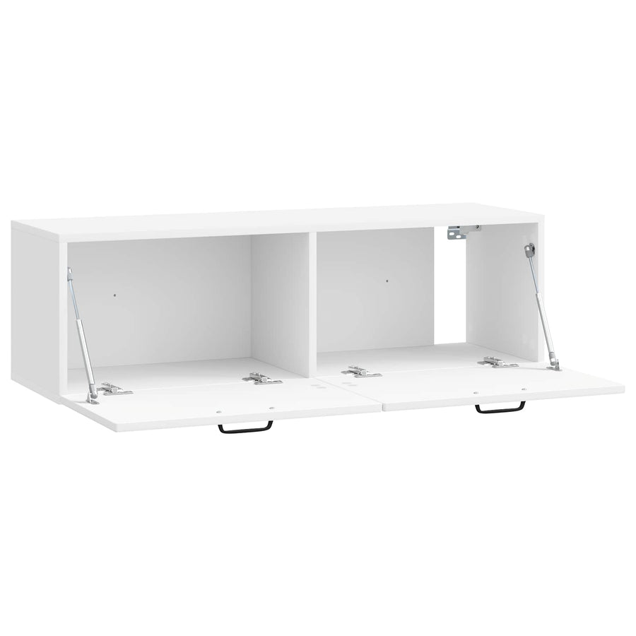 Wandbeugel TV-kast Hoogglans Wit 98 x 31 x 30 cm Bewerkt hout