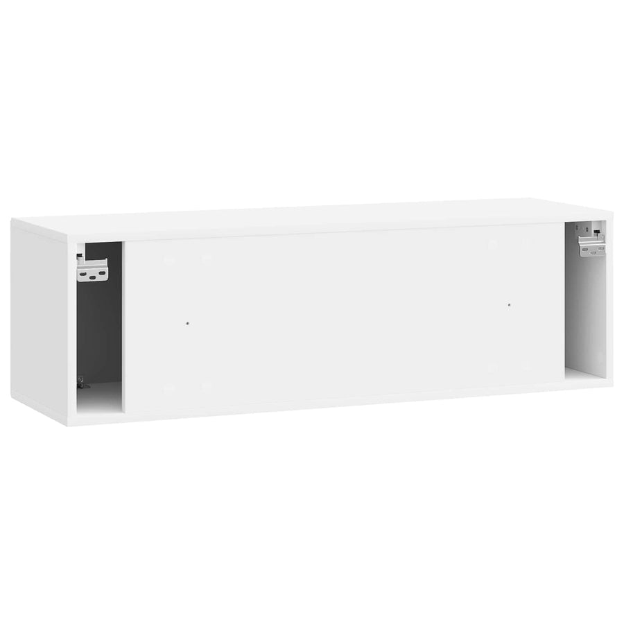 Wandbeugel TV-kast Hoogglans Wit 98 x 31 x 30 cm Bewerkt hout