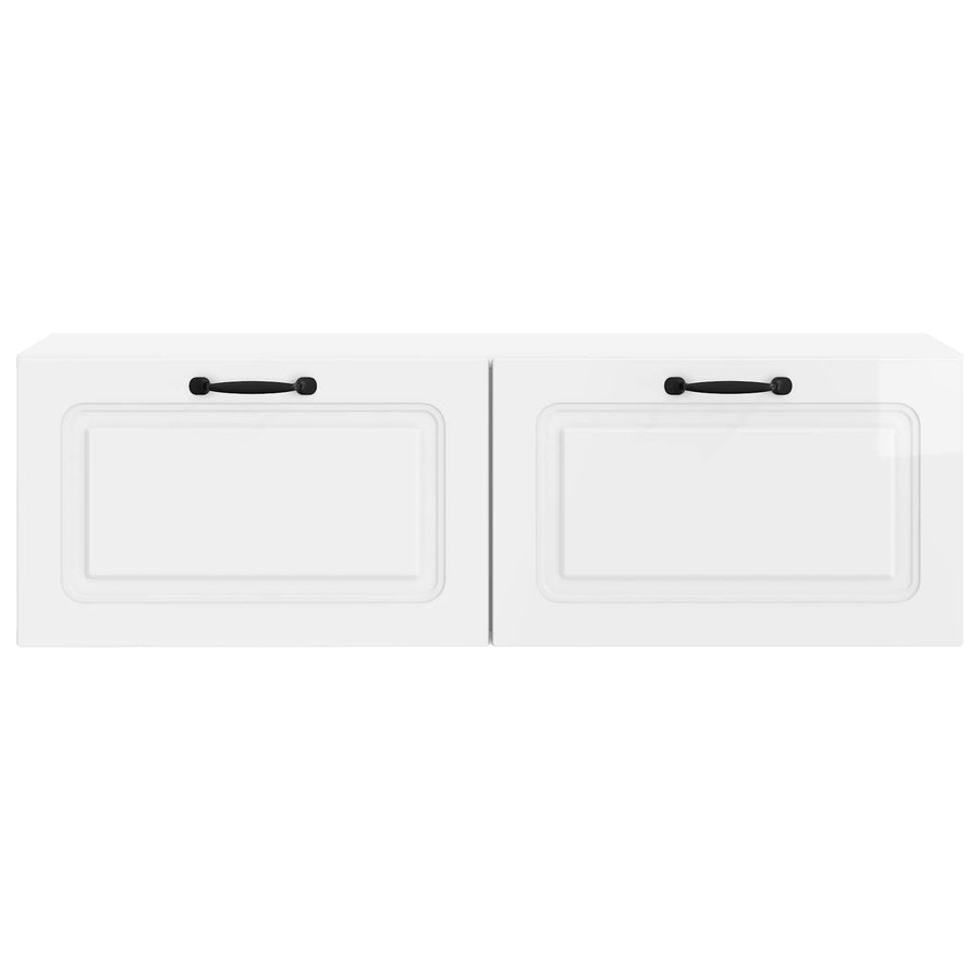 Wandbeugel TV-kast Hoogglans Wit 98 x 31 x 30 cm Bewerkt hout