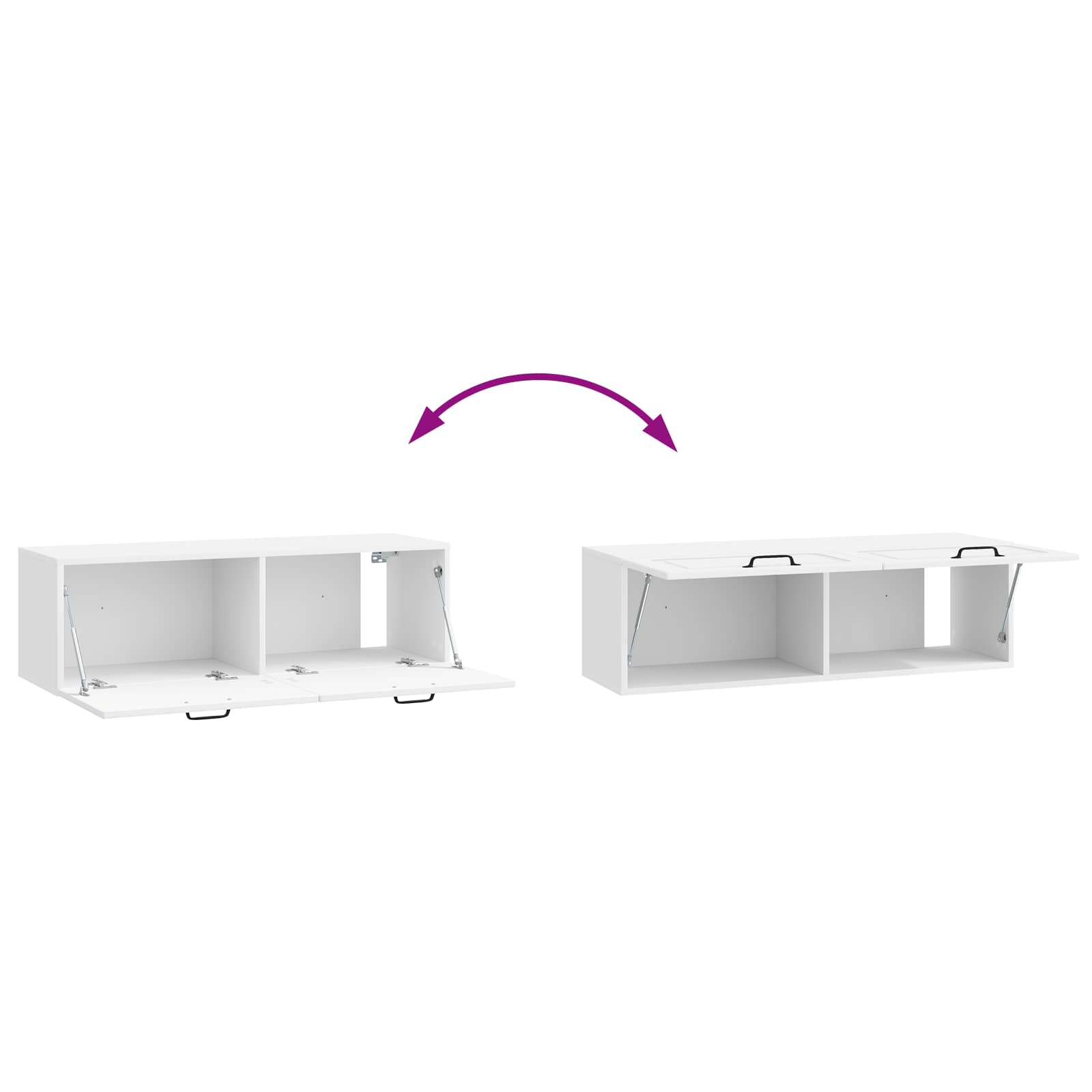 Wandbeugel TV-kast Hoogglans Wit 98 x 31 x 30 cm Bewerkt hout
