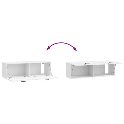 Wandbeugel TV-kast Hoogglans Wit 98 x 31 x 30 cm Bewerkt hout