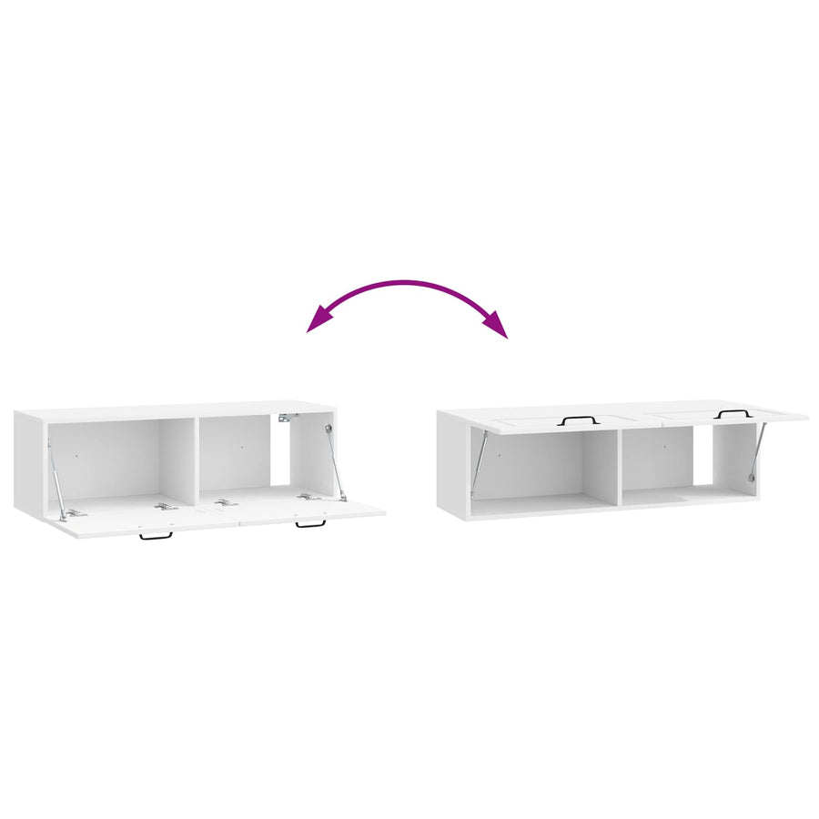Wandbeugel TV-kast Hoogglans Wit 98 x 31 x 30 cm Bewerkt hout