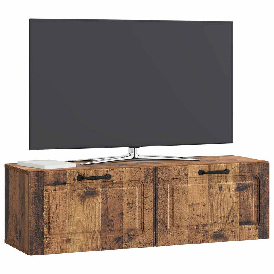 Wandbeugel TV-kast Oud hout 98 x 31 x 30 cm Bewerkt hout