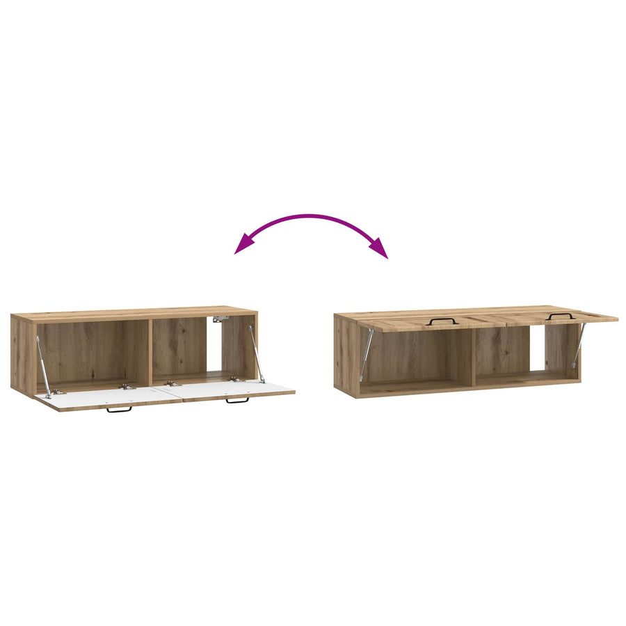 Wandbeugel TV-kast Artisanaal eiken 98 x 31 x 30 cm