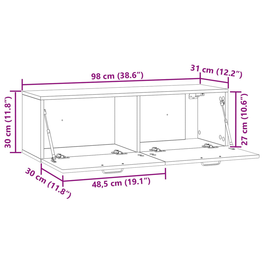 Wandbeugel TV-kast Artisanaal eiken 98 x 31 x 30 cm