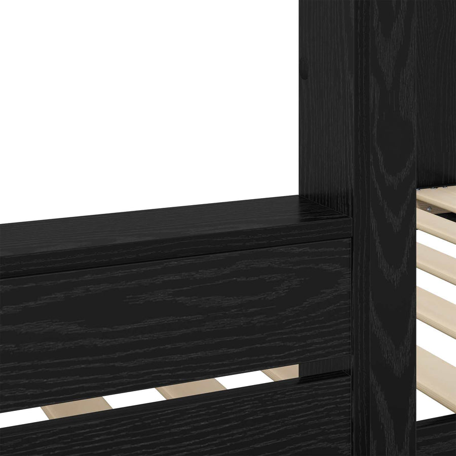 Bunk Bed voor Kinderen Zwart Eiken 75 x 190 cm Bewerkt hout