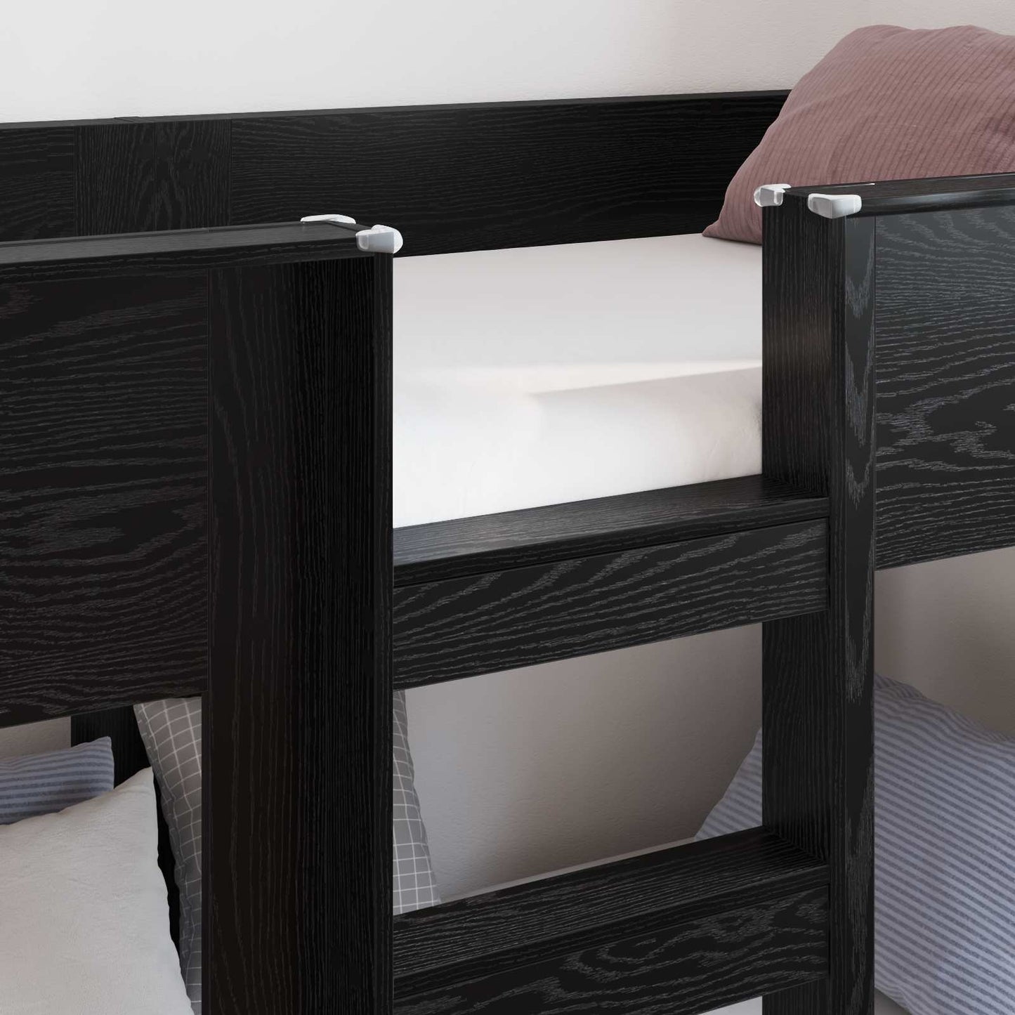 Bunk Bed voor Kinderen Zwart Eiken 75 x 190 cm Bewerkt hout