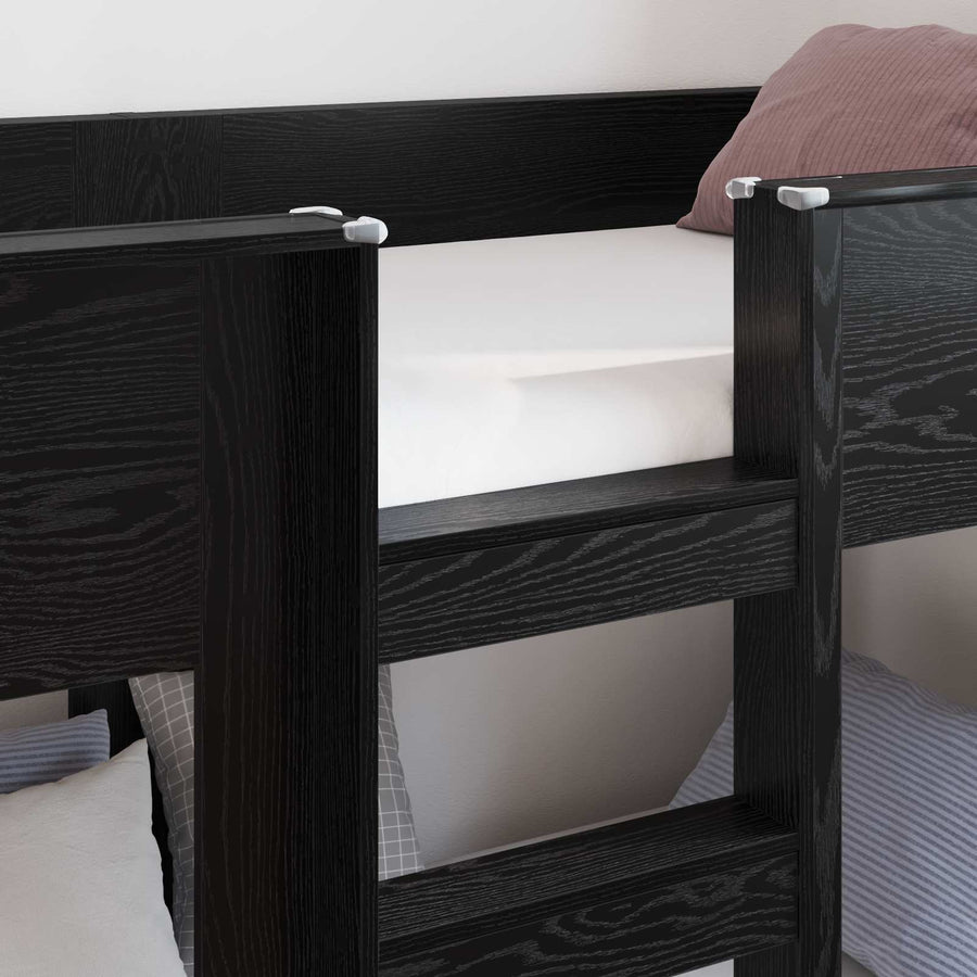 Bunk Bed voor Kinderen Zwart Eiken 75 x 190 cm Bewerkt hout