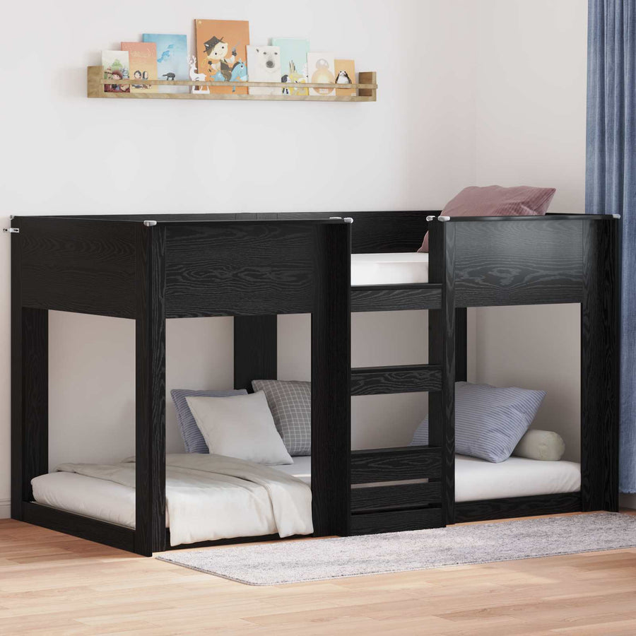 Bunk Bed voor Kinderen Zwart Eiken 75 x 190 cm Bewerkt hout