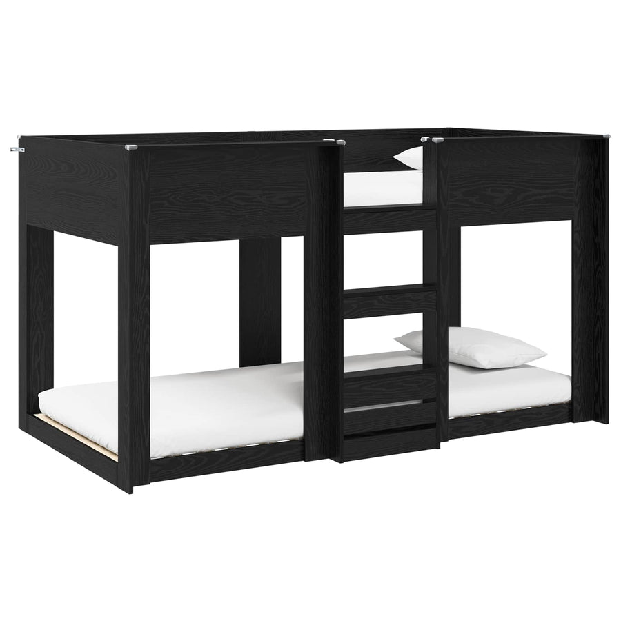 Bunk Bed voor Kinderen Zwart Eiken 75 x 190 cm Bewerkt hout