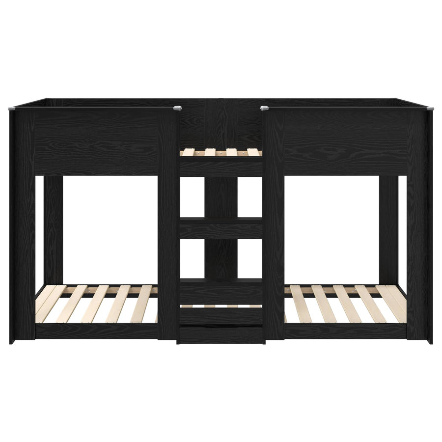 Bunk Bed voor Kinderen Zwart Eiken 75 x 190 cm Bewerkt hout