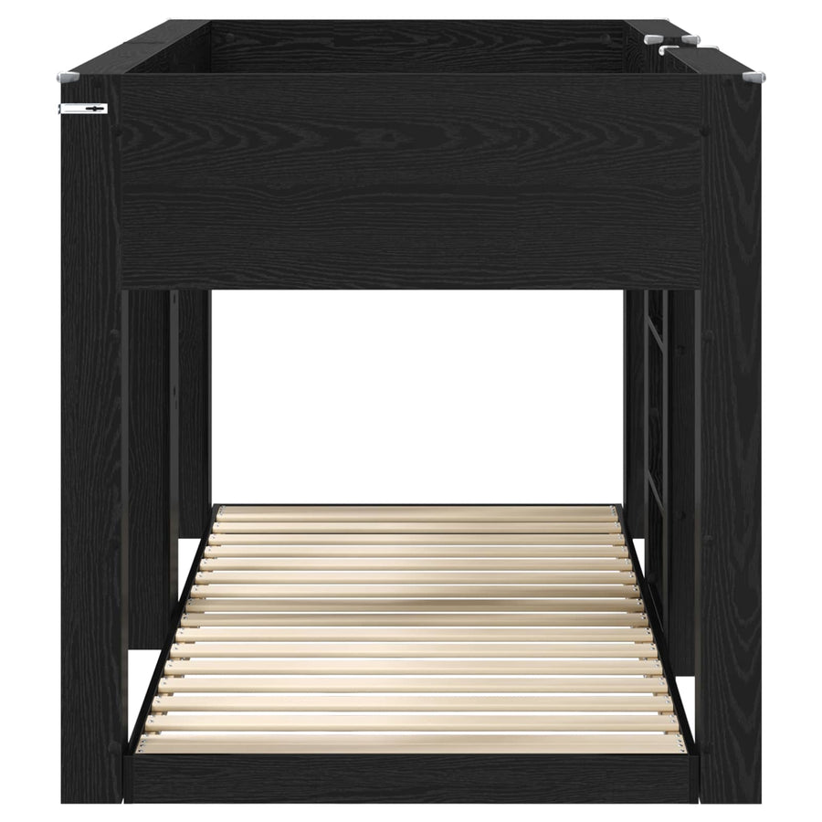 Bunk Bed voor Kinderen Zwart Eiken 75 x 190 cm Bewerkt hout