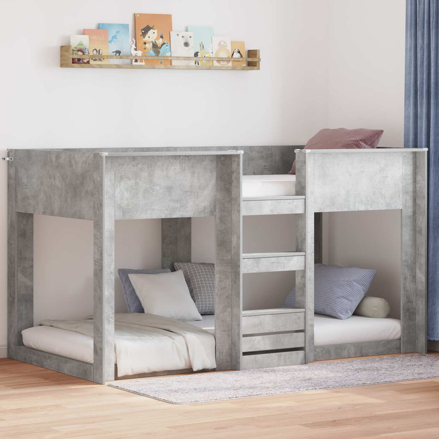 Bunk Bed voor Kinderen Beton Grijs 75 x 190 cm Bewerkt hout