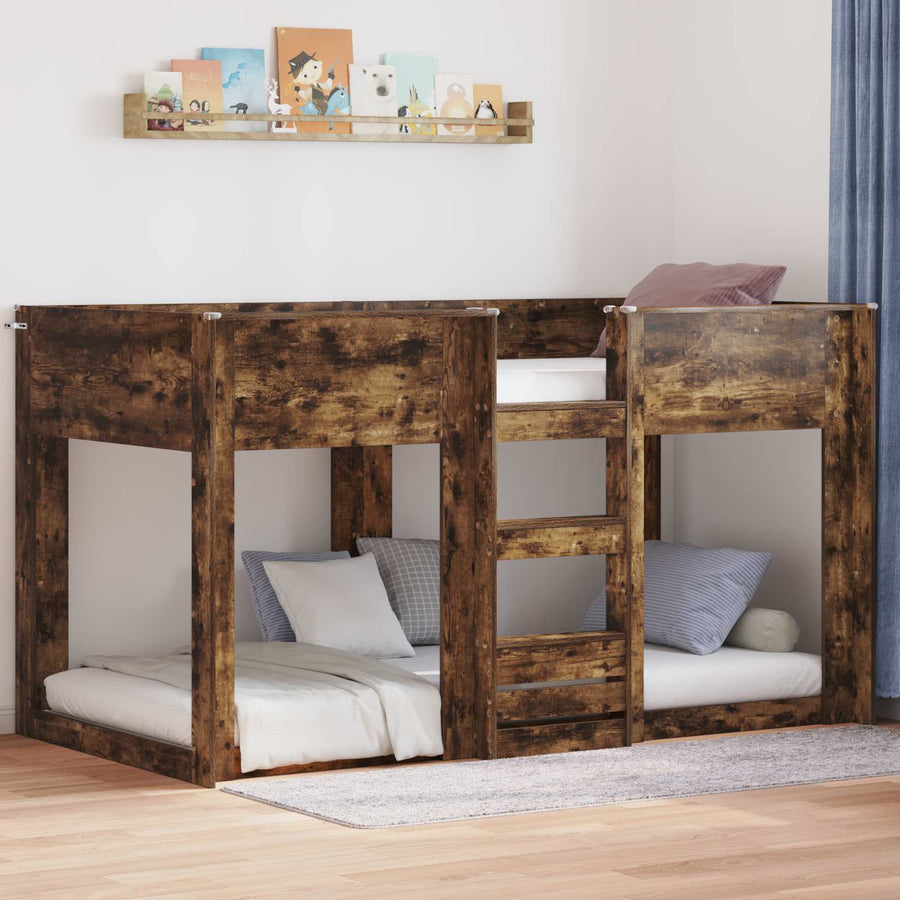 Bunk Bed voor Kinderen Gerookt eiken 75 x 190 cm Bewerkt hout