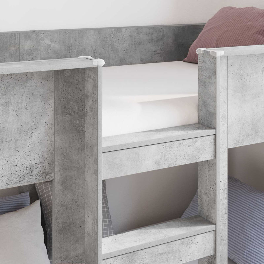 Bunk Bed voor Kinderen Beton Grijs 90 x 190 cm Bewerkt hout