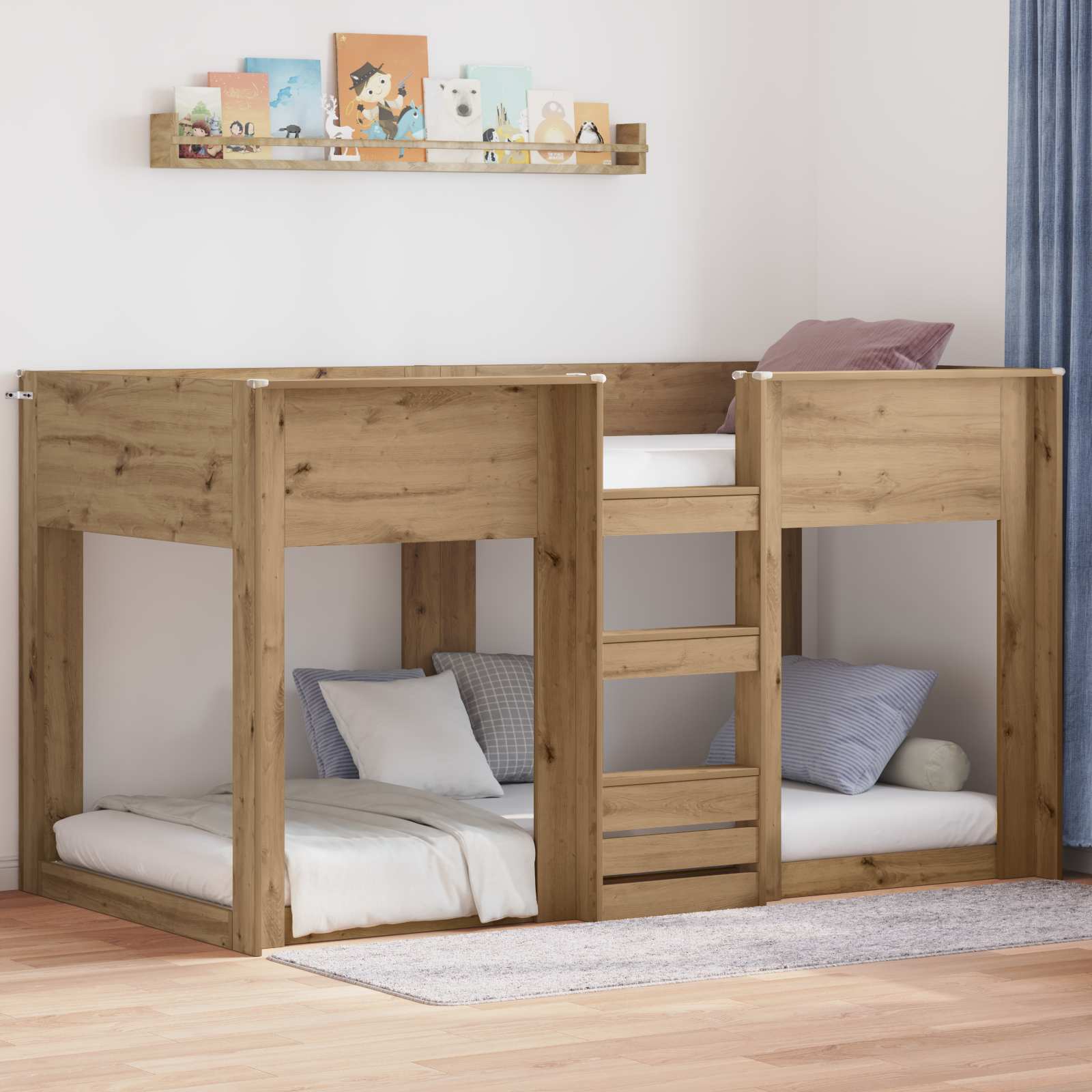 Bunk Bed voor Kinderen Artisan Eiken 80 x 200 cm Bewerkt hout