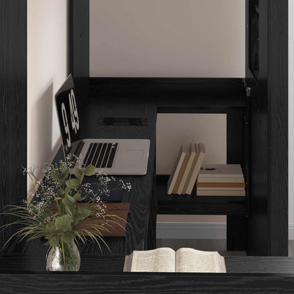 Loft Bedframe met Bureau Zwart Eiken 100 x 200 cm Bewerkt hout