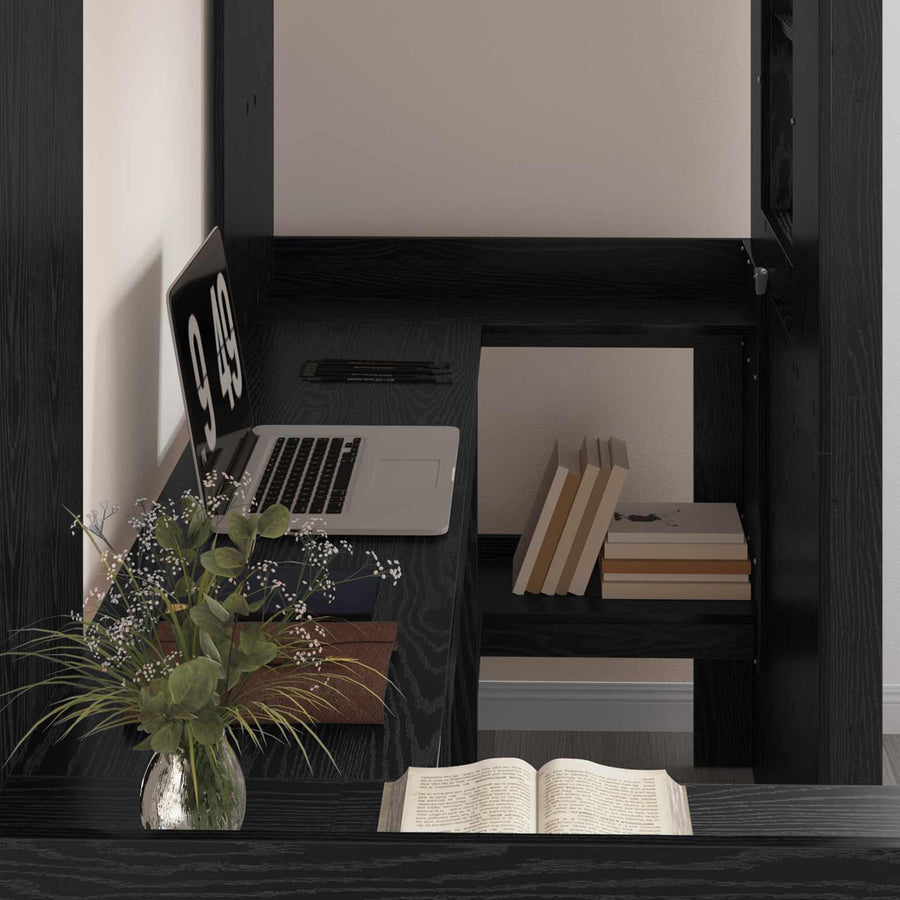 Loft Bedframe met Bureau Zwart Eiken 100 x 200 cm Bewerkt hout