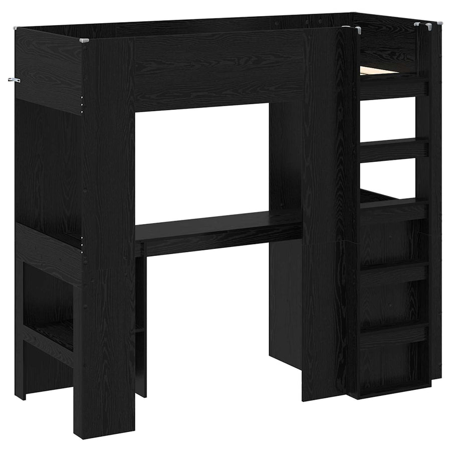 Loft Bedframe met Bureau Zwart Eiken 100 x 200 cm Bewerkt hout
