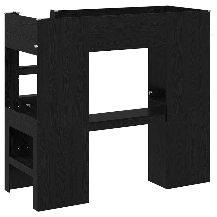 Loft Bedframe met Bureau Zwart Eiken 100 x 200 cm Bewerkt hout